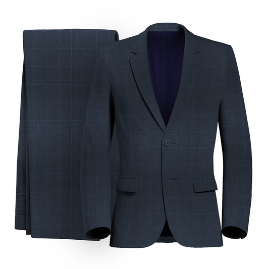 Charcoal and Blue Check Suit
