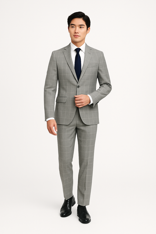 VBC Light Gray Windowpane Suit